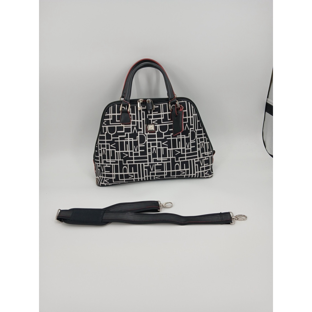 DVF Diane Von Furstenberg Large Tote Shoulder Carry On Black and White